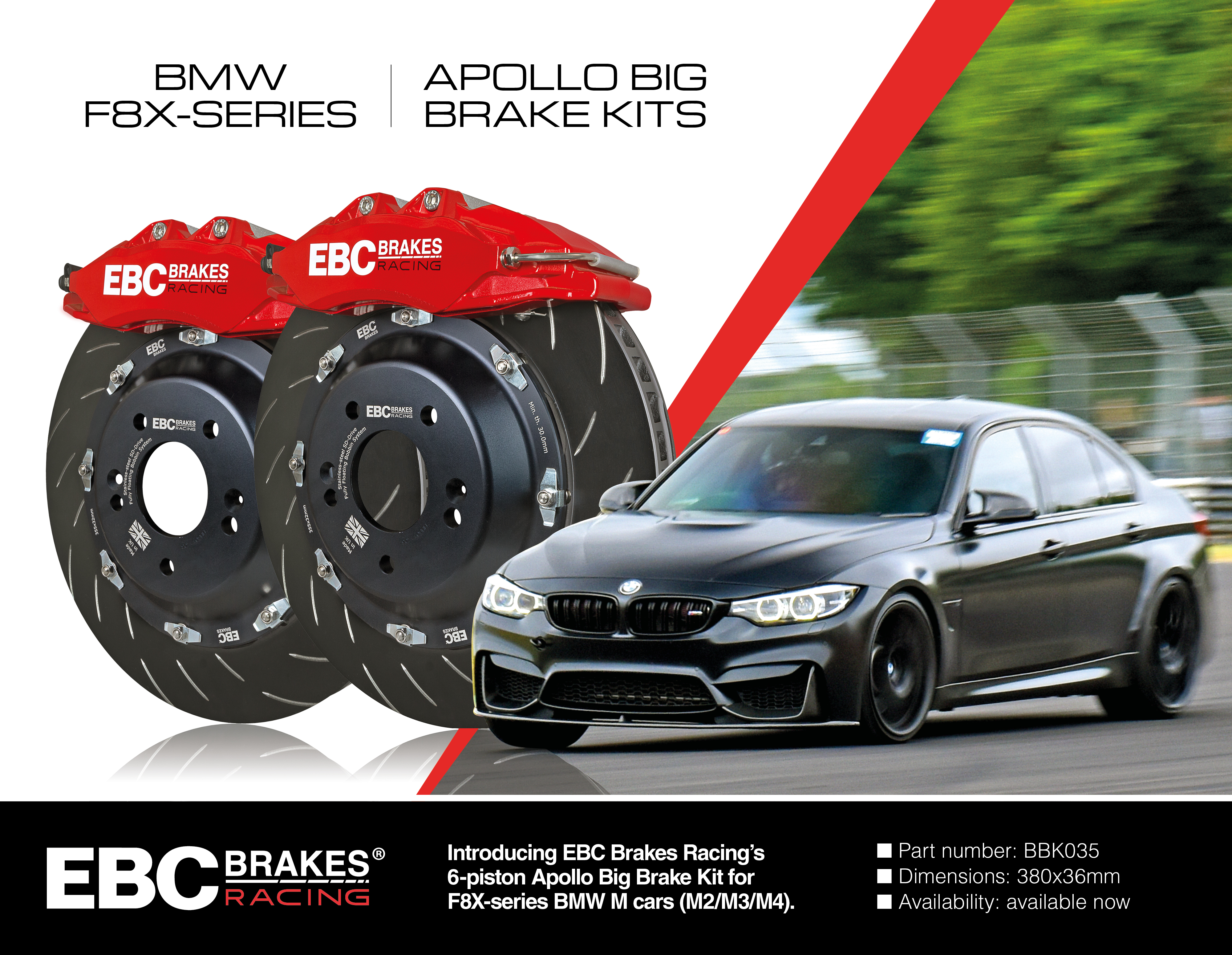 EBC Brakes Apollo Big Caliper Brake Kits for BMW M2, M3 and M4 F8X Models from HALO Performance