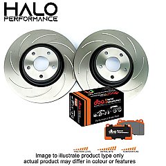 Front Grooved Brake Discs and DBA Xtreme Pads to fit Honda Civic Type R FN2