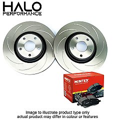 Front Grooved Brake Discs with Mintex Pads to fit Honda Civic Type-R FN2