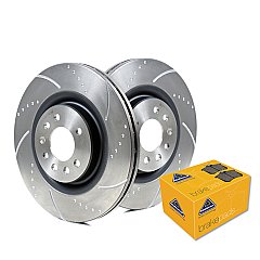 Rear Brake Discs and Pads to fit Ford Fiesta 1.6 ST ST180 Dimpled and Grooved