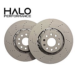 Front 2-Piece 340mm Drilled Brake Discs to fit Golf R S3 Cupra and More