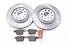 VW Golf R MK7 Rear Brake Discs with Brake Pads Dimpled and Grooved