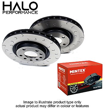 Fiesta ST150 ST180 Rear Halo Slotted Brake Discs and Mintex Brake Pads