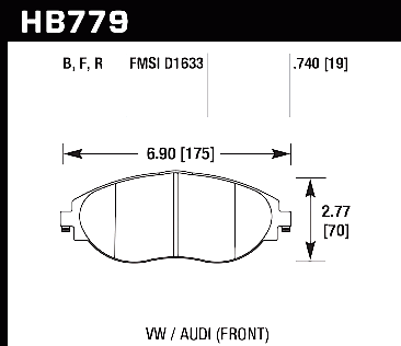VW Golf R / S3 Front Hawk DTC-70 Competition Brake Pads