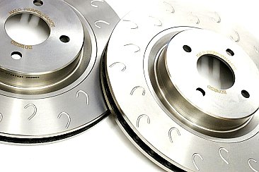 Focus RS MK1 Front Brake Discs Halo Performance J Hook Grooved