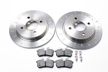 Ford Fiesta 1.6 ST Rear Slotted Brake Discs with OE Quality Brake Pads ST180