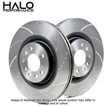 Front Dimpled and Grooved Brake Discs to fit Subaru IMPREZA Hatchback (GR, GH, G