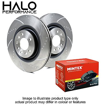 Rear Brake Discs and Pads to fit Ford Fiesta 1.6 ST ST180 Dimpled and Grooved