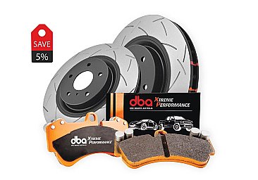 VW Golf R / Audi S3 Front DBA Grooved Discs with DBA Xtreme Pads