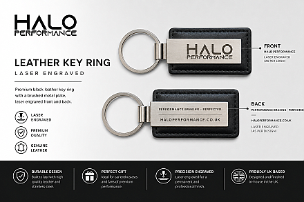 Halo Performance Black Leather Keyring