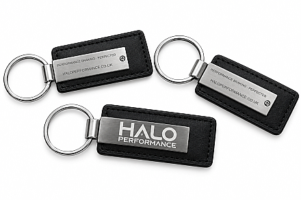 Halo Performance Black Leather Keyring