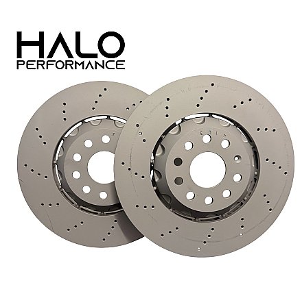 Front 2-Piece 340mm Drilled Brake Discs to fit Golf R S3 Cupra and More