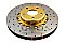 DBA 5000 series Crossed Drilled & Slotted 2-Piece Gold Hat Brake Disc 295mm x 25mm Kangaroo Paw DBA5010GLDXS - Front