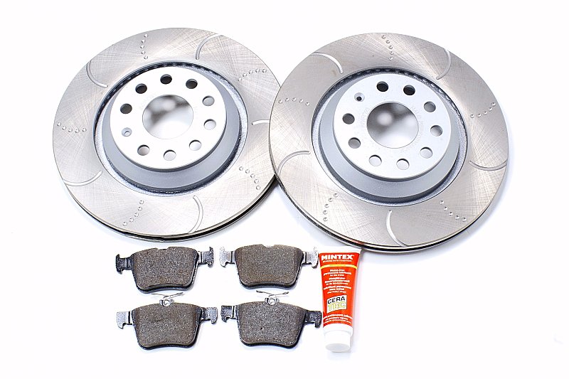 Rear Dimpled Grooved Brake Discs and Mintex Pads to fit Audi S3 Quattro 8V