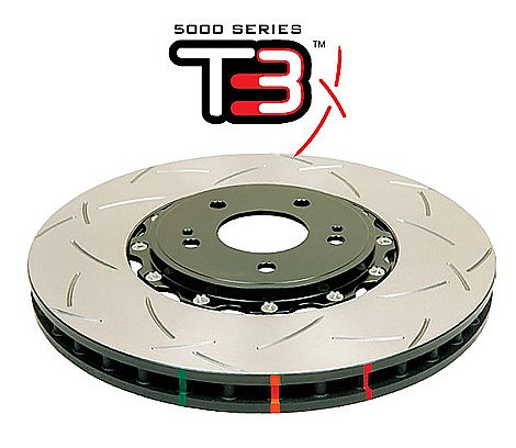 DBA 5000 series T3 Slotted Silver Hat Brake Disc 350mm x 28mm Kangaroo Paw DBA52644SLVS