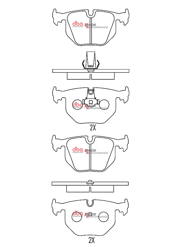 DBA Race Performance Brake Pads 123.3mm x 59.5+54,7mm DB1397RP - Rear