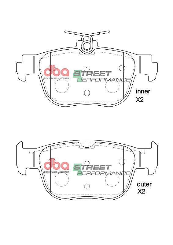 DBA Street Performance Brake Pads 122.9mm x 57.4mm DB15092SP - Rear