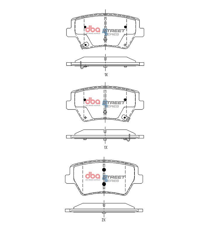 DBA Street Series Brake Pads 130mm x 59.8mm DB15142SS - Rear