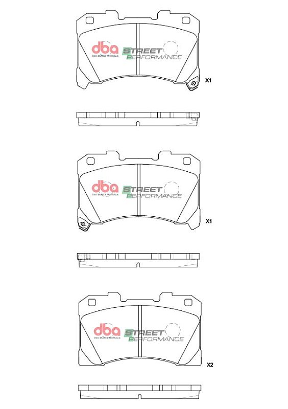 DBA Street Performance Brake Pads 133.50 / 133.50mm x 85.5 / 79.60mm DB15147SP - Front
