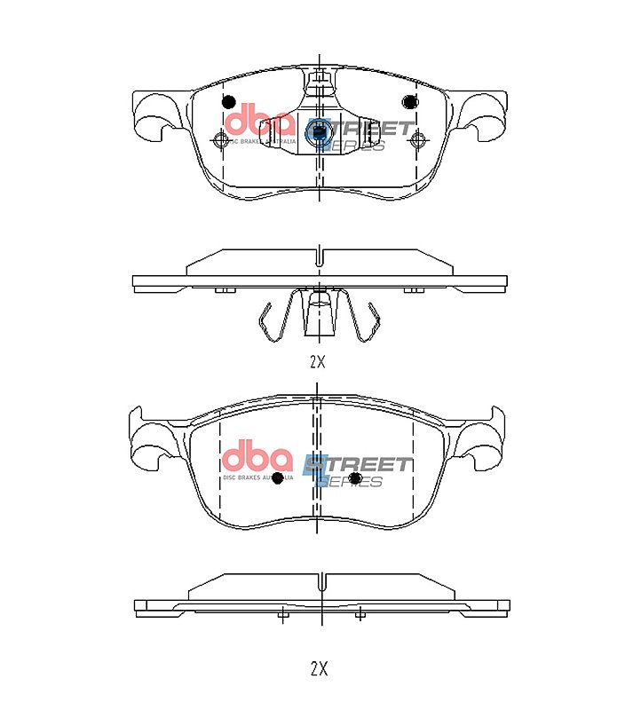 DBA Street Series Brake Pads 155.1/155.1mm x 56.3/55.3mm DB15149SS - Front