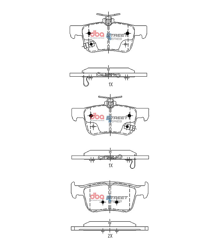 DBA Street Series Brake Pads 122.4/122.4mm x 53.4/48.4mm DB15152SS - Rear