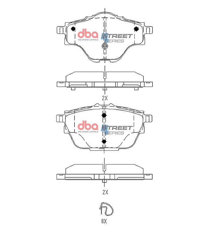 DBA Street Series Brake Pads 105.8/105.8mm x 55.4/52mm DB15165SS - Rear
