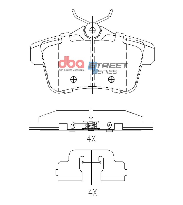 DBA Street Series Brake Pads 103.8mm x 56.4mm DB15167SS - Rear