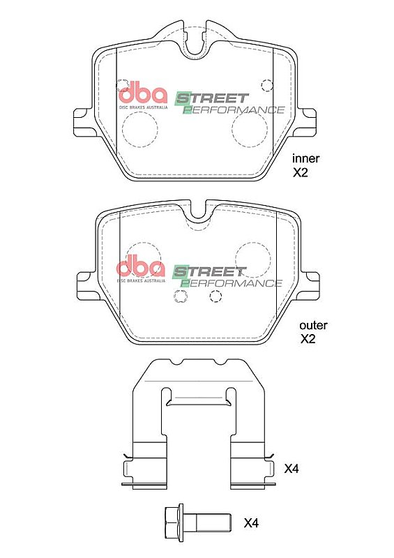 DBA Street Performance Brake Pads 112.6mm x 60.7mm DB15189SP - Rear
