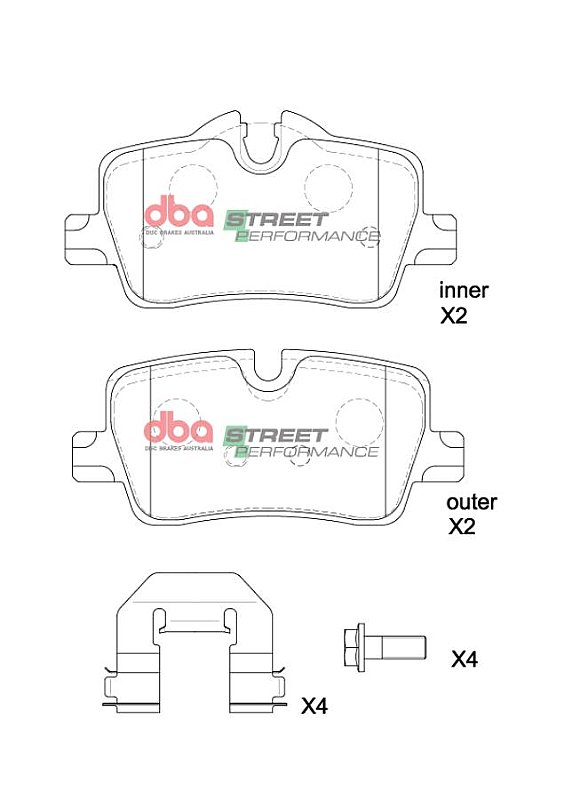 DBA Street Performance Brake Pads 98.5 / 98.5mm x 44.3 / 49.6mm DB15191SP - Rear