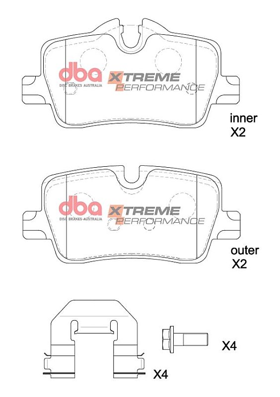 DBA Xtreme Performance Brake Pads 98.5 / 98.5mm x 44.3 / 49.6mm DB15191XP - Rear