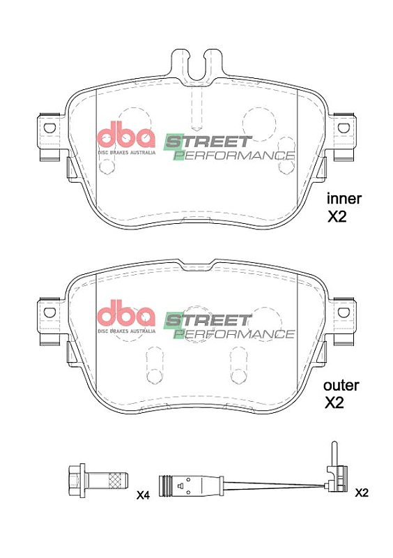 DBA Street Performance Brake Pads 114 / 114mm x 56 / 65mm DB15197SP - Rear
