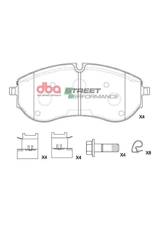 DBA Street Performance Brake Pads 177.4mm x 74.5mm DB15198SP - Front