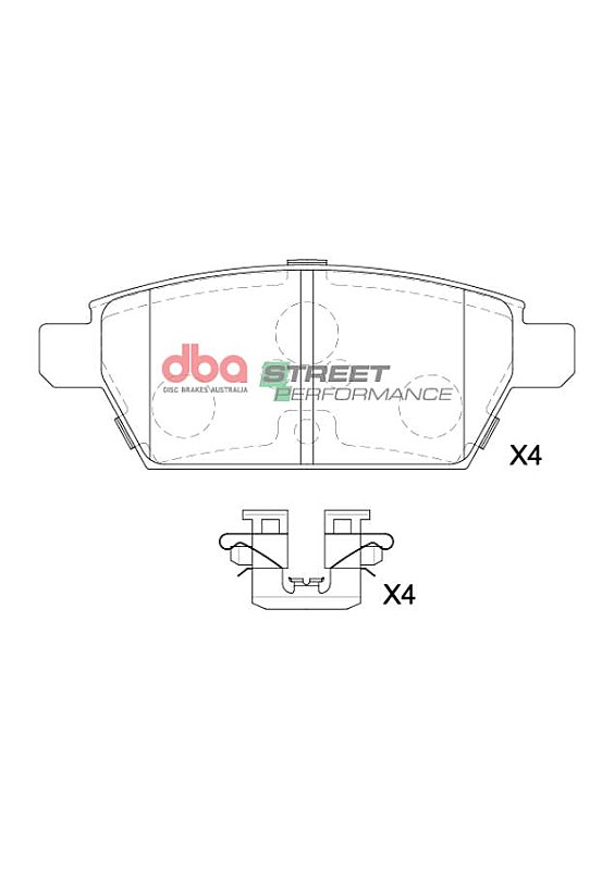 DBA Street Performance Brake Pads 110.6mm x 42.2mm DB15203SP - Rear