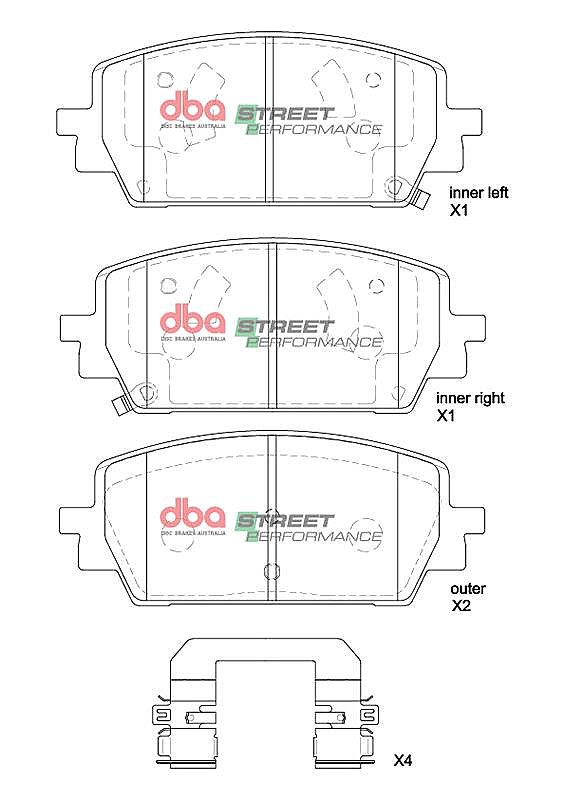 DBA Street Performance Brake Pads 154.2mm x 63.6mm DB15205SP - Front