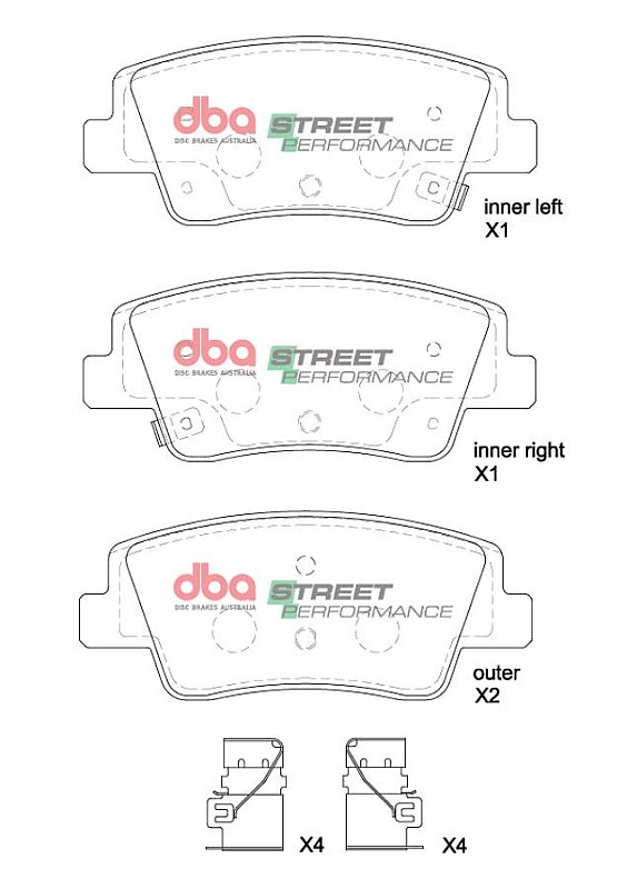 DBA Street Performance Brake Pads 123.5mm x 51.5mm DB15206SP - Rear