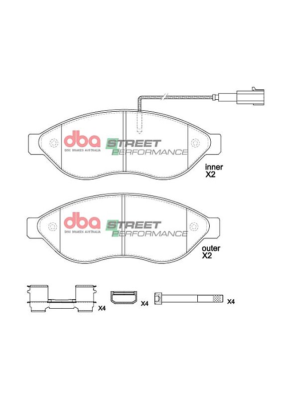 DBA Street Performance Brake Pads 169mm x 61.5mm DB15212SP - Front