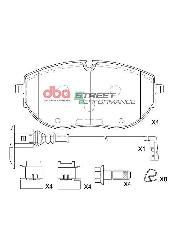DBA Street Performance Brake Pads 170.5mm x 79.3mm DB15218SP - Front