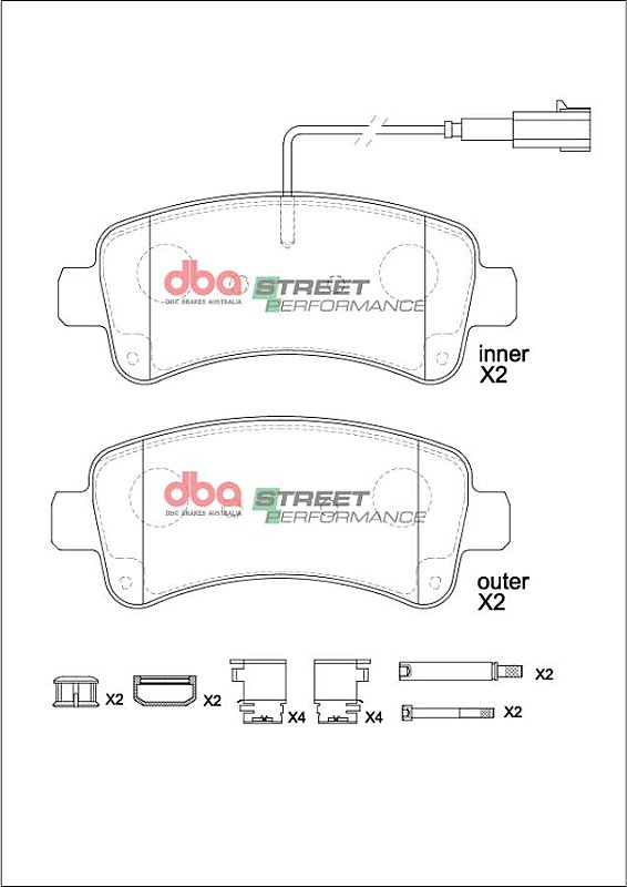 DBA Street Performance Brake Pads 141.6mm x 59.3mm DB15221SP - Rear