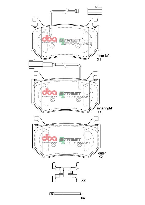 DBA Street Performance Brake Pads 114.8mm x 70mm DB15222SP - Rear