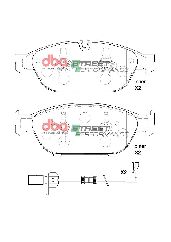 DBA Street Performance Brake Pads 193; 193mm x 73.7; 70,8mm DB15262SP - Front