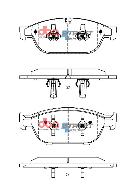 DBA Street Series Brake Pads 193 / 193mm x 73.5 / 70.8mm DB15262SS - Front