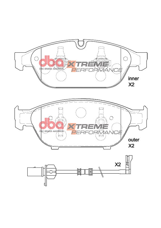 DBA Xtreme Performance Brake Pads 193; 193mm x 73.7; 70,8mm DB15262XP - Front