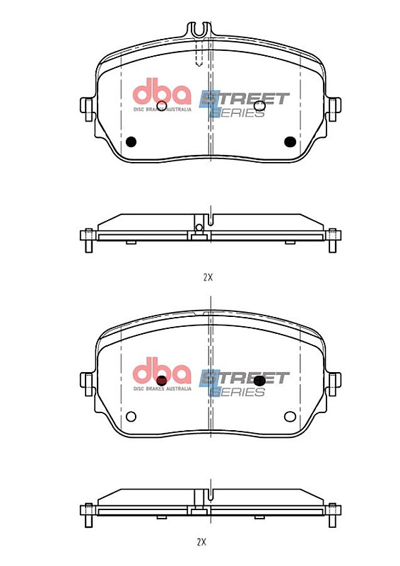 DBA Street Series Brake Pads 170 / 170mm x 92 / 82mm DB15264SS - Front