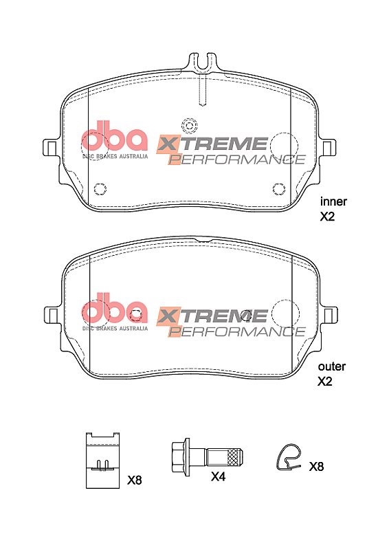 DBA Xtreme Performance Brake Pads 170.3; 170,3mm x 92.4; 83,2mm DB15264XP - Front