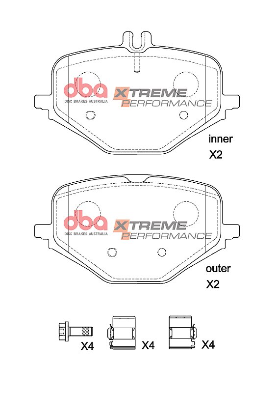 DBA Xtreme Performance Brake Pads 131.9; 131,9mm x 70.1; 78,9mm DB15266XP - Rear