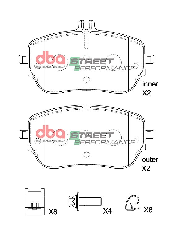 DBA Street Performance Brake Pads 133.8; 133,8mm x 72.2; 62,8mm DB15267SP - Front