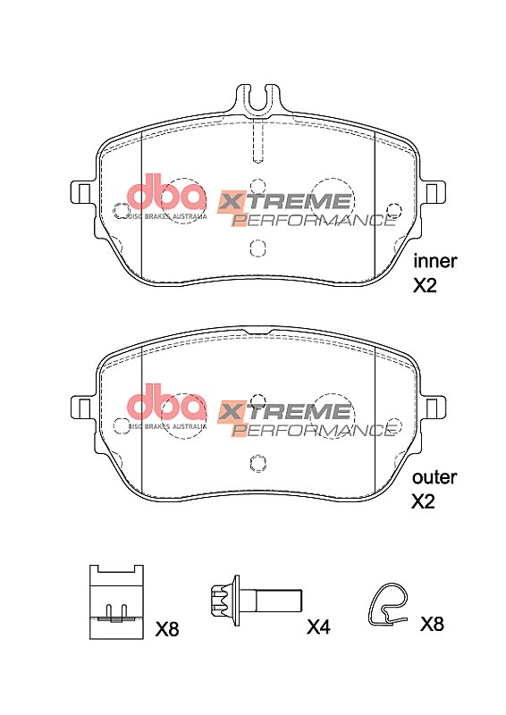 DBA Xtreme Performance Brake Pads 133.8; 133,8mm x 72.2; 62,8mm DB15267XP - Front