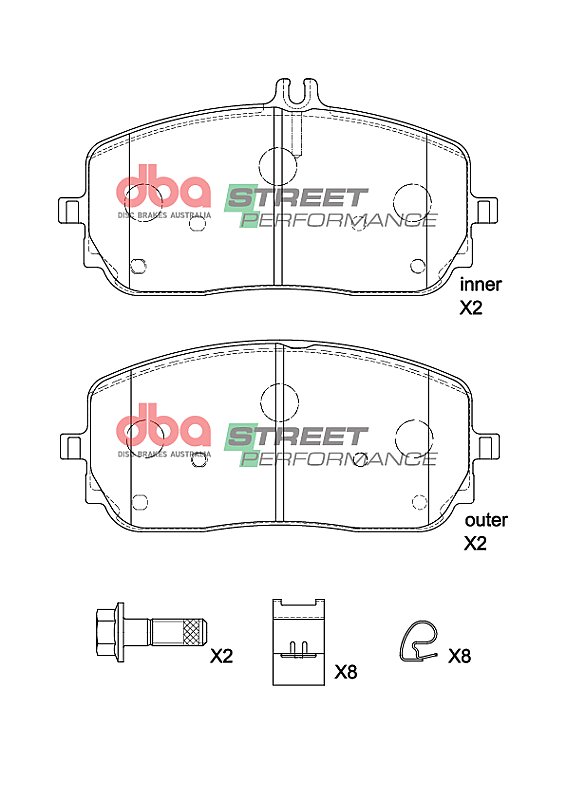 DBA Street Performance Brake Pads 163.2; 163,2mm x 80.7; 71,4mm DB15268SP - Front
