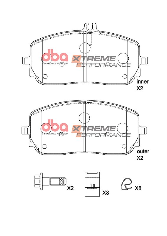 DBA Xtreme Performance Brake Pads 163.2; 163,2mm x 80.7; 71,4mm DB15268XP - Front