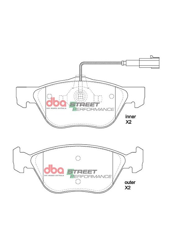 DBA Street Performance Brake Pads 155.2 / 156.6mm x 61.7 / 59mm DB2037SP - Front